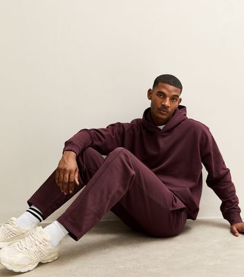 Burgundy Regular Pintuck Jersey Straight Leg Joggers