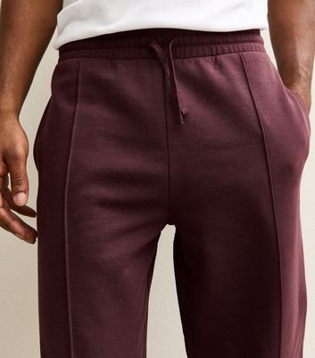 Burgundy Regular Pintuck Jersey Straight Leg Joggers