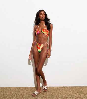 Gini London Multicoloured Swirl Print Bikini Bottoms