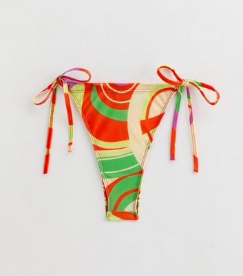 Gini London Multicoloured Swirl Print Bikini Bottoms