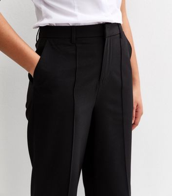 Girls Black Wide Leg School Trousers