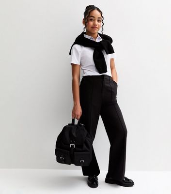 Girls Black Wide Leg School Trousers 3 Girls Black Wide Leg School Trousers