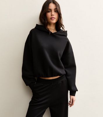 Black Bubble Hem Hoodie