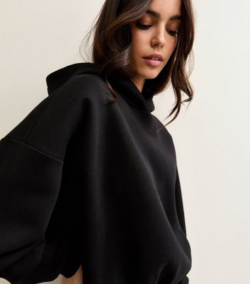 Black Bubble Hem Hoodie