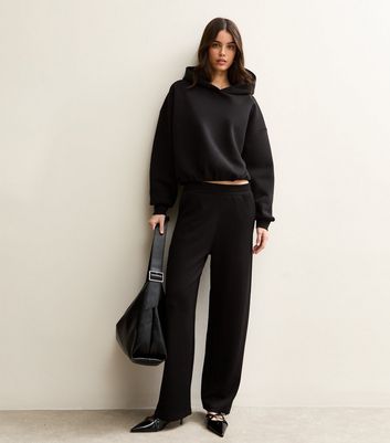 Black Bubble Hem Hoodie