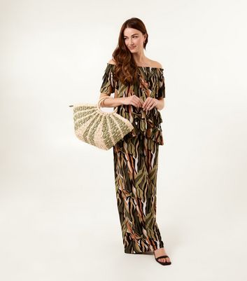 Blue Vanilla Plisse Printed Straight Leg Trousers