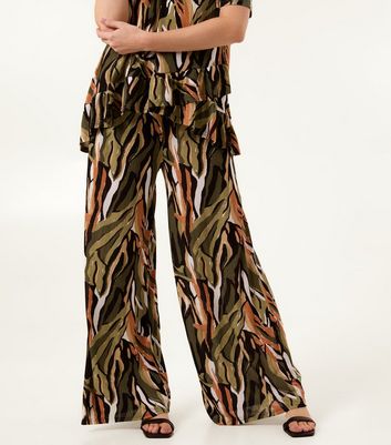 Blue Vanilla Plisse Printed Straight Leg Trousers