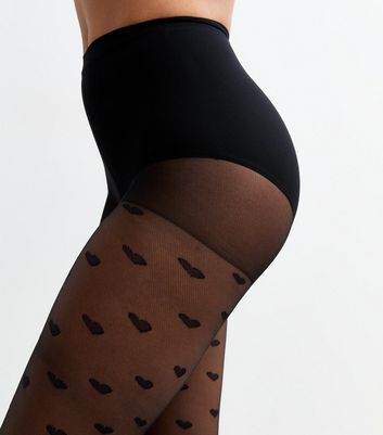 Black Heart Print Fashion Tights