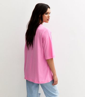 Bright Pink Oversized Sun Print T-Shirt