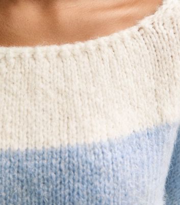 Girls Blue Striped Slash Neck Jumper 5 Girls Blue Striped Slash Neck Jumper