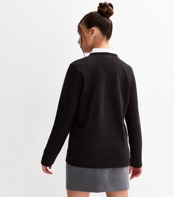 Girls Black Longline School Cardigan 4 Girls Black Longline School Cardigan