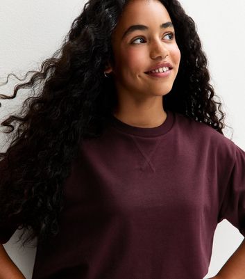 Girls Burgundy Short Sleeve Sweatshirt