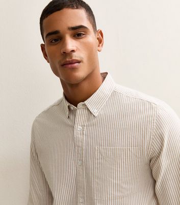Brown Regular Fit Striped Oxford Shirt