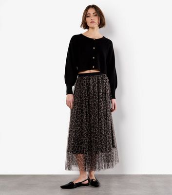 Apricot Brown Leopard Tulle Skirt