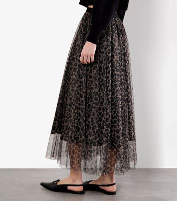 Apricot Brown Leopard Tulle Skirt