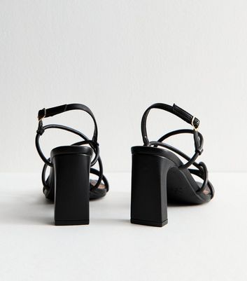 Black Faux Leather Block Heel Sandals 4 Black Faux Leather Block Heel Sandals