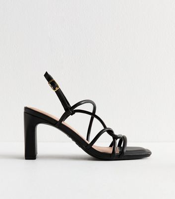 Black Faux Leather Block Heel Sandals 5 Black Faux Leather Block Heel Sandals