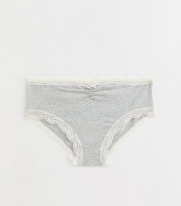 Girls Grey Contrast Trim Briefs