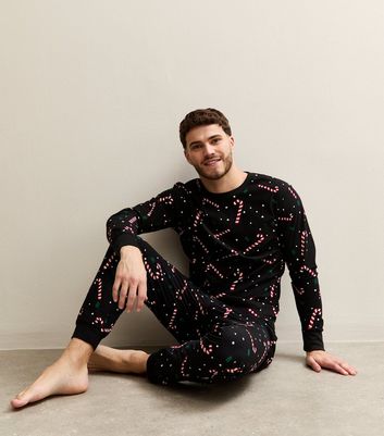 Jack & Jones Black Candy Cane Printed Lounge Set