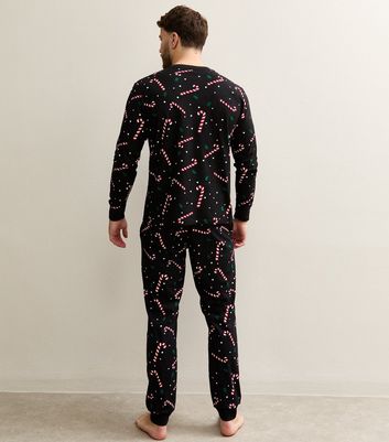 Jack & Jones Black Candy Cane Printed Lounge Set 4 Jack & Jones Black Candy Cane Printed Lounge Set