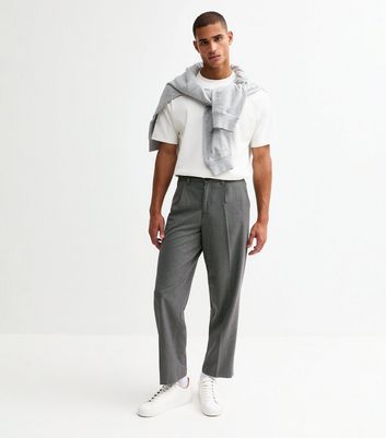 Black Checked Pleated Oversized Tailored Trousers