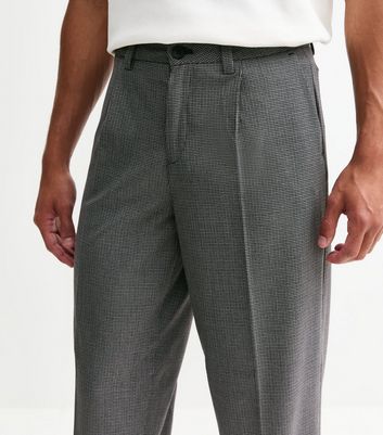 Black Checked Pleated Oversized Tailored Trousers