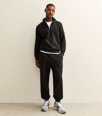 Black Oversized Cuffed Ankle Joggers