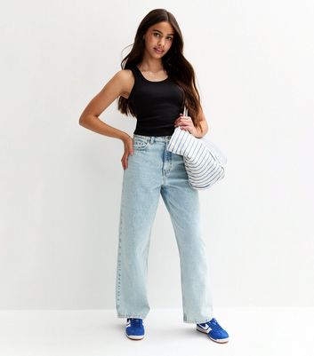 Girls Black Scoop Neck Ribbed Vest Top 3 Girls Black Scoop Neck Ribbed Vest Top