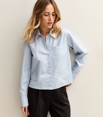 Light Blue Boxy Fit Long Sleeve Shirt