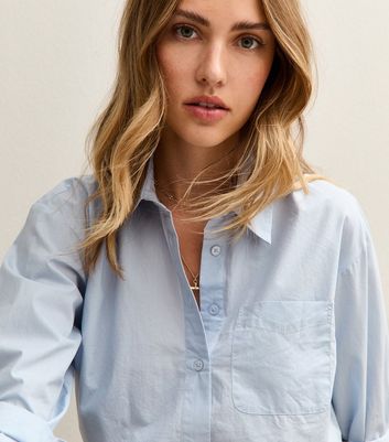 Light Blue Boxy Fit Long Sleeve Shirt