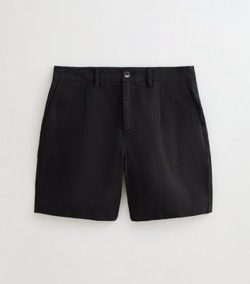 Black Regular Pleated Front Chino Shorts 5 Black Regular Pleated Front Chino Shorts