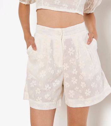 Apricot Cream Floral Embroidered Shorts 5 Apricot Cream Floral Embroidered Shorts