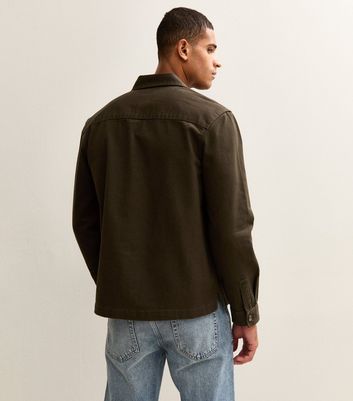 Dark Brown Boxy Heavyweight Twill Overshirt 4 Dark Brown Boxy Heavyweight Twill Overshirt
