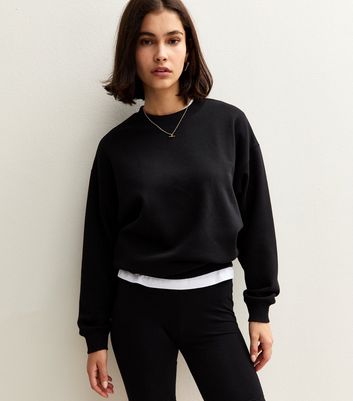 Black Crew Neck Short Sweatshirt