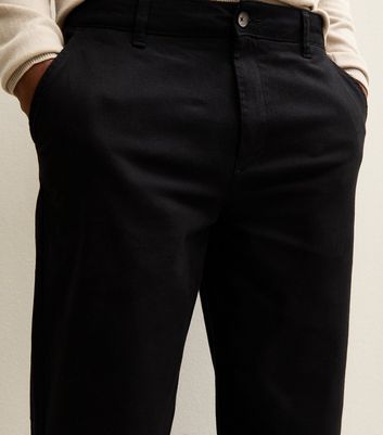 Black Relaxed Straight Leg Chino Trousers
