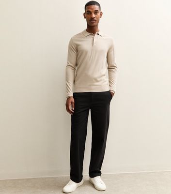 Black Relaxed Straight Leg Chino Trousers 3 Black Relaxed Straight Leg Chino Trousers