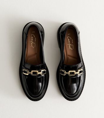 Black Faux Leather Chunky Loafer