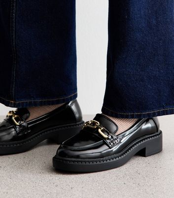 Black Faux Leather Chunky Loafer