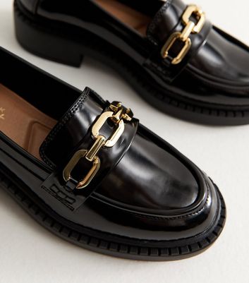 Black Faux Leather Chunky Loafer 3 Black Faux Leather Chunky Loafer