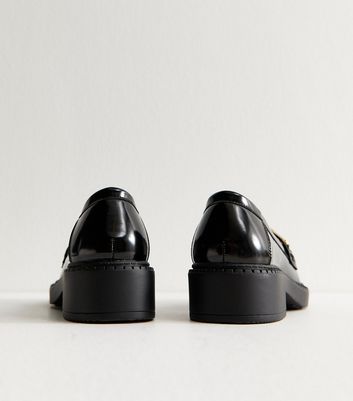 Black Faux Leather Chunky Loafer 4 Black Faux Leather Chunky Loafer