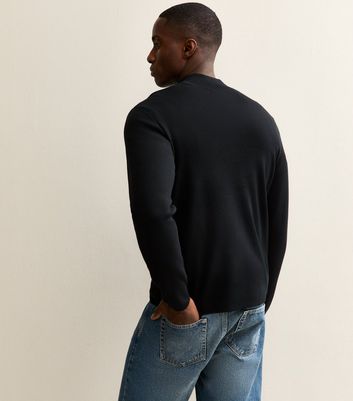 Black Premium Relaxed Funnel Neck Quarter Zip Jumper