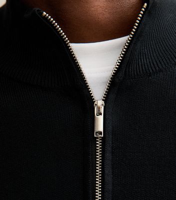Black Premium Relaxed Funnel Neck Quarter Zip Jumper