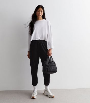 Black Cotton-Blend Cuffed Joggers