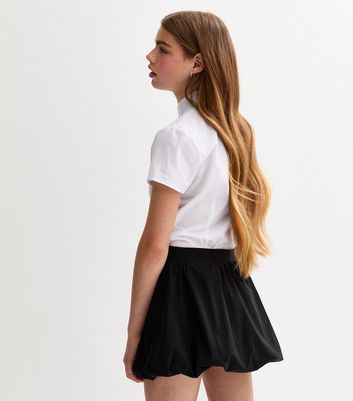 Black Puffball Hem School Skirt 4 Black Puffball Hem School Skirt