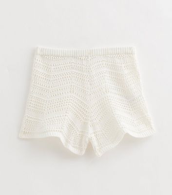 Girls White Crochet Shorts