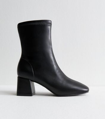 Black Faux Leather Block Heel Ankle Boots 3 Black Faux Leather Block Heel Ankle Boots