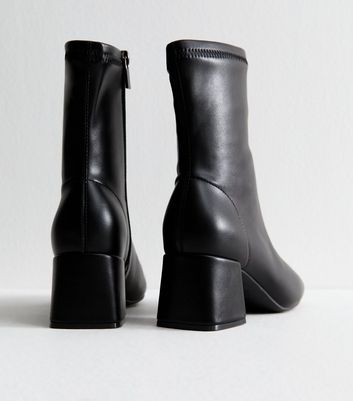 Black Faux Leather Block Heel Ankle Boots 4 Black Faux Leather Block Heel Ankle Boots