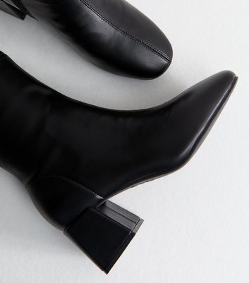 Black Faux Leather Block Heel Ankle Boots 5 Black Faux Leather Block Heel Ankle Boots