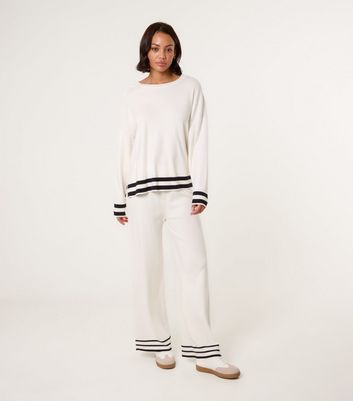 Blue Vanilla White Contrast Trim Top and Trousers Set