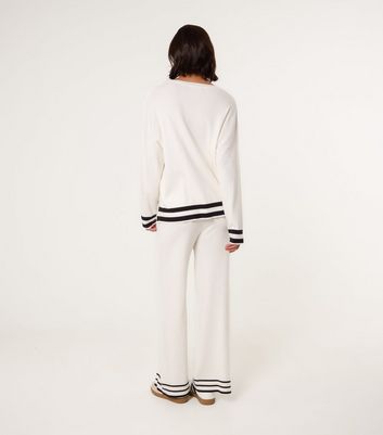 Blue Vanilla White Contrast Trim Top and Trousers Set 4 Blue Vanilla White Contrast Trim Top and Trousers Set